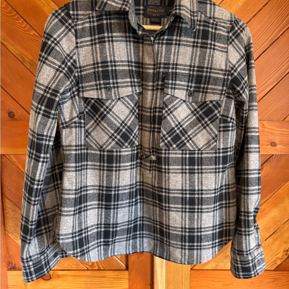 Pendleton Black and Gray Plaid Button Down Shirt